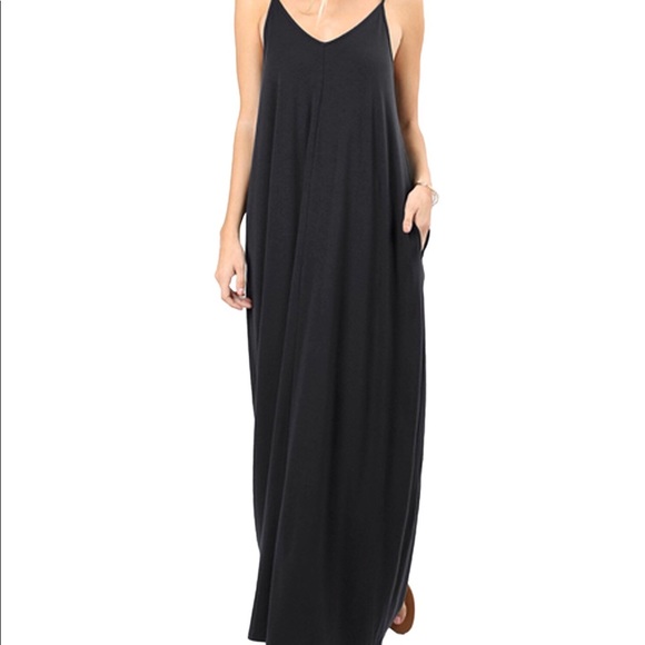 SOLID MAXI DRESS WITH POCKETS last one - Picture 5 of 7